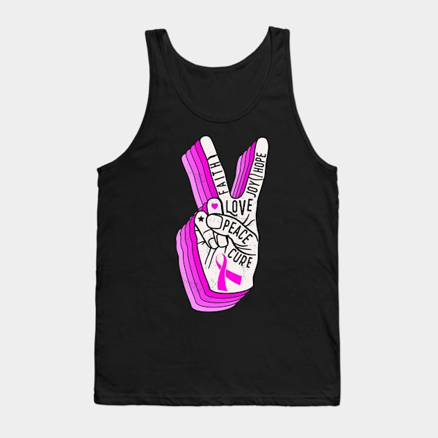 Faith Hope Love Peace Breast Cancer Awareness Gift Tank Top by Lones Eiless